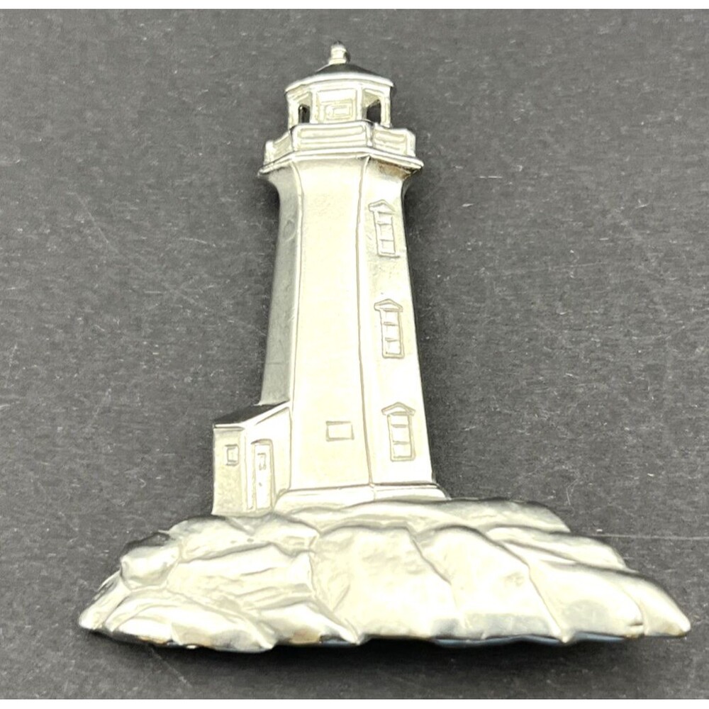 Vintage JJ Jonette Silver Tone Lighthouse Pin Brooch